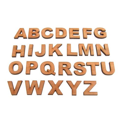 100 lettres MAJUSCULES en bois - Alphabet complet - Arial normal - Hauteur 3cm