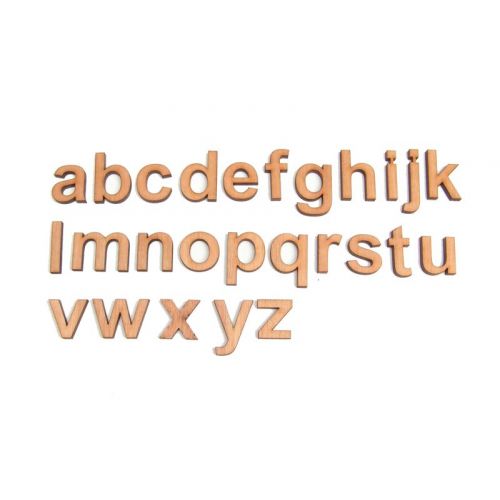 100 lettres script MINUSCULES en bois - Alphabet complet - police Arial